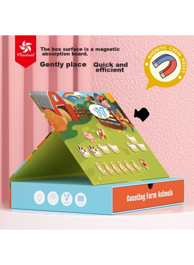 Pinwheel Ten-grid Array Math Teaching Aid, Magnetic Early Childhood Education Number Sense Enlightenment, Addition And Subtraction Tool, Farm Counting Game - Image 3
