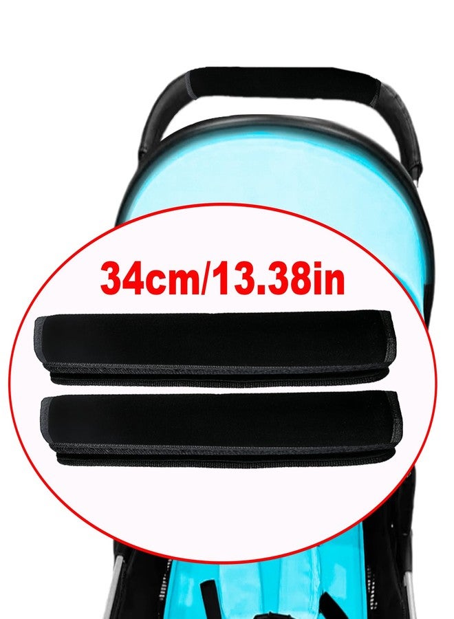 Anglepingping 2 Pack 13.38 * 5.51in Armrest Handle Cover,Universal Pushchair Protector Handlebar Sleeve Bumper,Dust Proof Handle Accessories Removable Fabric Pushchair Case Grip Bar Replacement Covers(Black) - Image 3