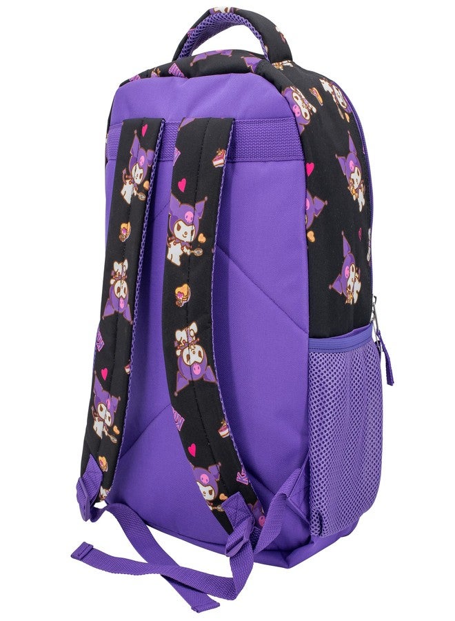 Accessory Innovations AI ACCESSORY INNOVATIONS Hello Kitty 16â€ Backpack With Front Pocket for Girls, Allover Print Bookbag featuring Kuromi, Black, Black, Standard, Character - Image 5