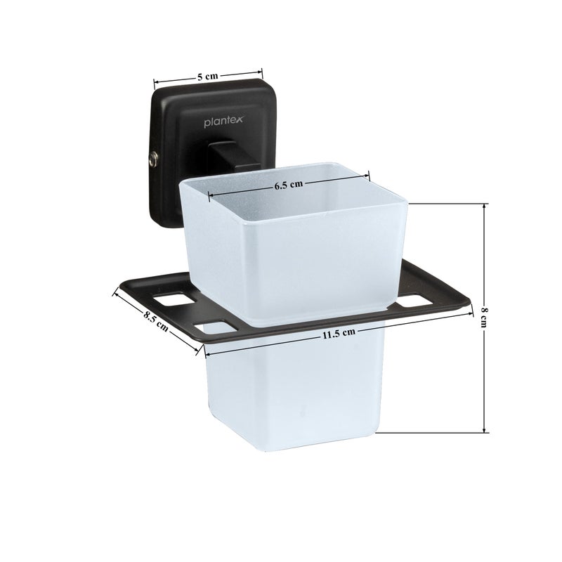 Plantex 304 Grade Stainless Steel Toothbrush Holder/Stand/ABS Toothpaste Stand/Tumbler Holder for Bathroom - Decan (Black) - Image 5