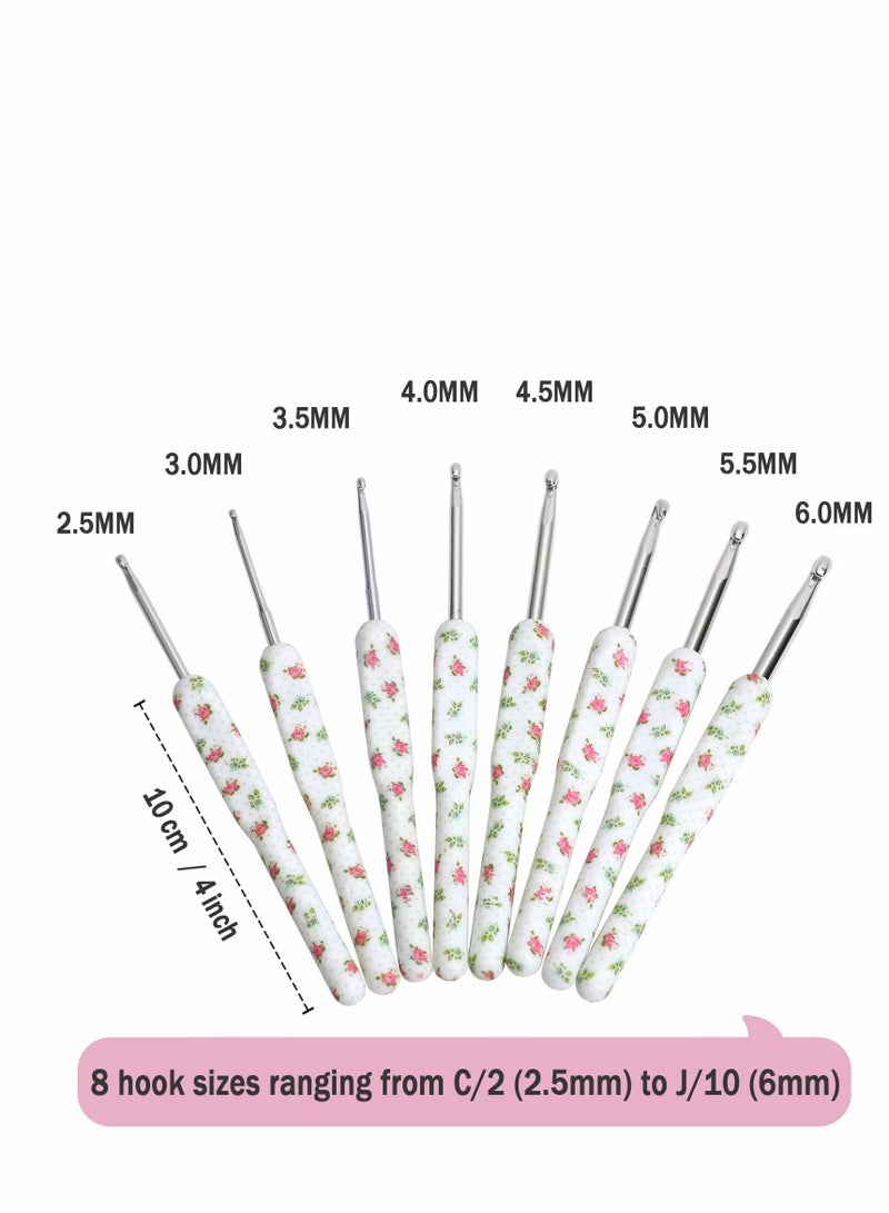 KASTWAVE طقم إبر كروشيه، 8 قطع إبر مريحة للأيدي المصابة بالتهاب المفاصل، مستلزمات حياكة رائعة، أبيض - Image 2