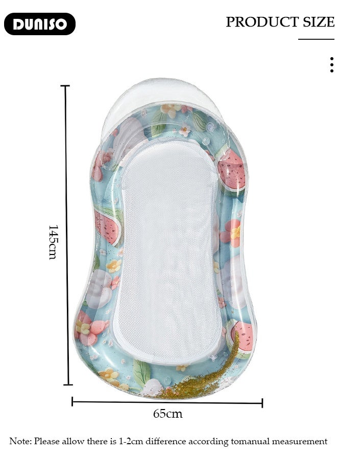 DUNISO طوف قابل للنفخ مع لؤلؤات ونقوش فواكه، صف من العوامات القابلة للنفخ للسباحة للبالغين، طوفات، كراسي عائمة، طوفات مائية، سرير قابل للنفخ، عوامات صيفية، للتشمس، الشاطئ، البحيرة والحفلات. - Image 2