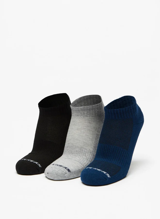 Logo Print Ankle Length Sports Socks - Set of 3