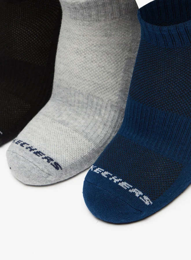 SKECHERS Logo Print Ankle Length Sports Socks - Set of 3