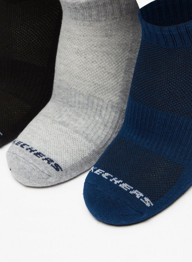 SKECHERS Logo Print Ankle Length Sports Socks - Set of 3 - Image 2