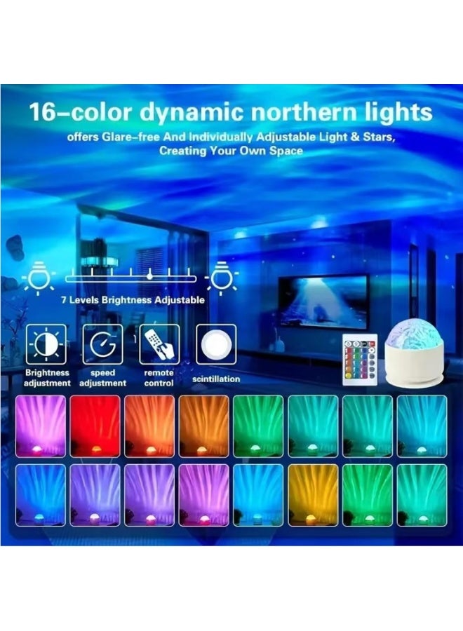 Aurora/Water Ripple/Sky Projector Light, USB Rechargeable 16 Colors LED Projector Lamp with Remote Control, Northern Lights Ambient Light, Room Decor, HD Projector Lamp, Home Video Projector, Laser Projector, Starlight Projector - Image 3