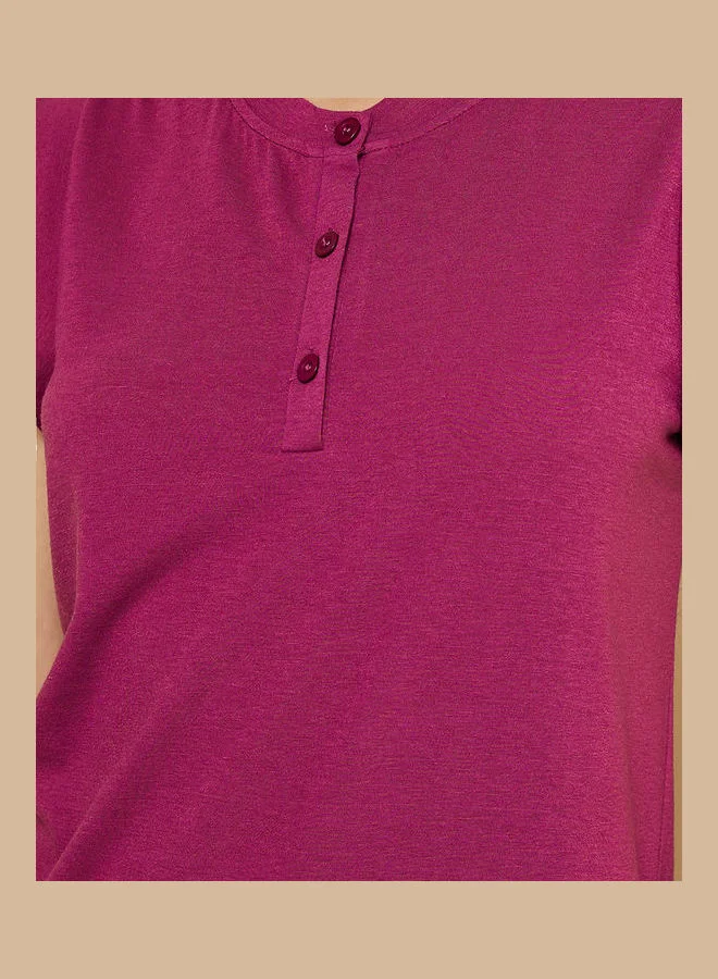 Styli Ruffle Sleeves Button Detail Midi Nightdress