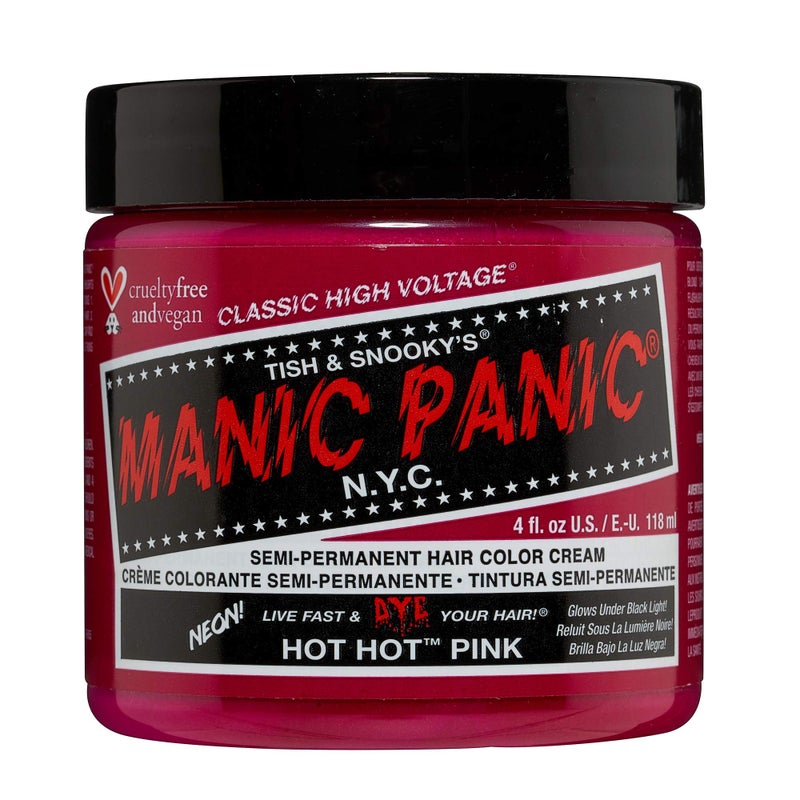 Manic Panic مانيك بانك كلاسيك لون شعر وردي ساخن - صبغة شعر نيون وردية للنساء والرجال تدوم 4-6 أسابيع - نباتية، خالية من الأمونيا وغير مختبرة على الحيوانات - إنشاء ومزج درجات مخصصة (4 أونصات) - Image 1