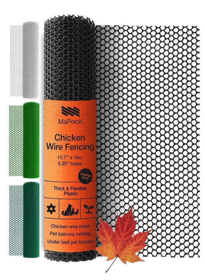 MAPORCH Black Plastic Wire Mesh Fence 15.7IN x 10FT Roll - Ideal for Poultry, Dogs, Rabbit, Snake Barrier & Gardening - Durable Plastic Chicken Wire Mesh - Versatile Plastic Fencing & Netting Solution - Image 1