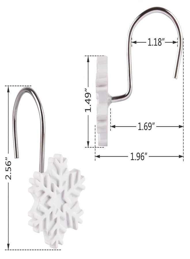 EVOOKA Snowflake Shower Curtain Hooks Rings,12pcs Christmas Snowflake Shower Curtain Hooks Winter Bathroom Decoration for Christmas,Bathroom, Bedroom and Living Room (White) - Image 3