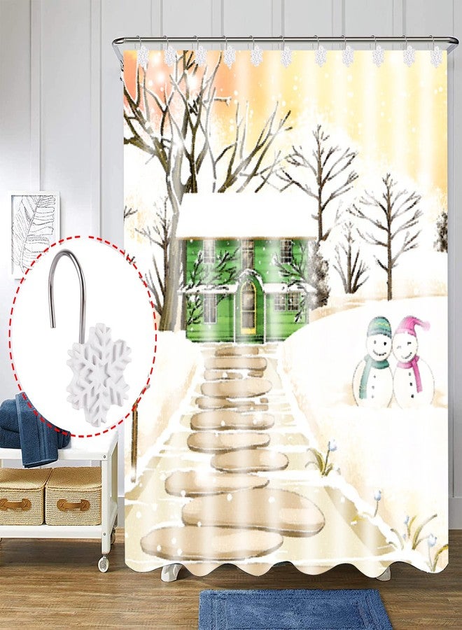 EVOOKA Snowflake Shower Curtain Hooks Rings,12pcs Christmas Snowflake Shower Curtain Hooks Winter Bathroom Decoration for Christmas,Bathroom, Bedroom and Living Room (White) - Image 2