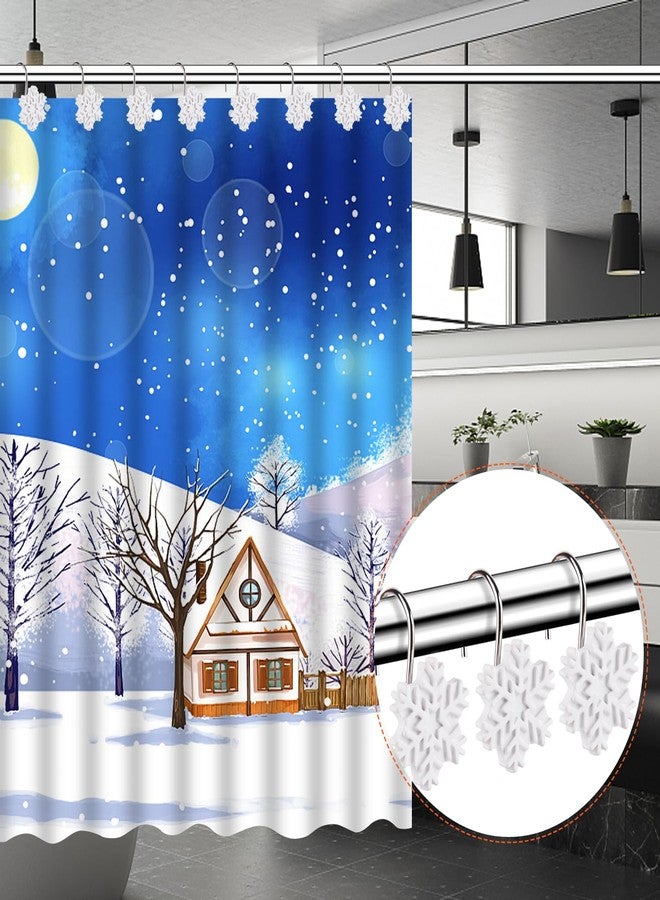 EVOOKA Snowflake Shower Curtain Hooks Rings,12pcs Christmas Snowflake Shower Curtain Hooks Winter Bathroom Decoration for Christmas,Bathroom, Bedroom and Living Room (White) - Image 5