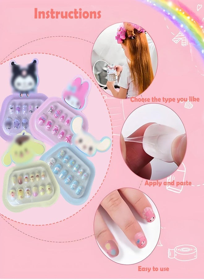 CartHome مجموعة تزيين الأظافر للبنات من 6 إلى 12 سنة، 40 قطعة، مجموعة تزيين الأظافر، أظافر فنية للأطفال بتصميم كرتوني لطيف، سهلة الاستخدام، مناسبة للحفلات والمناسبات وتقديم الهدايا، تصميم أظافر يمكنكِ صنعه بنفسكِ - Image 3