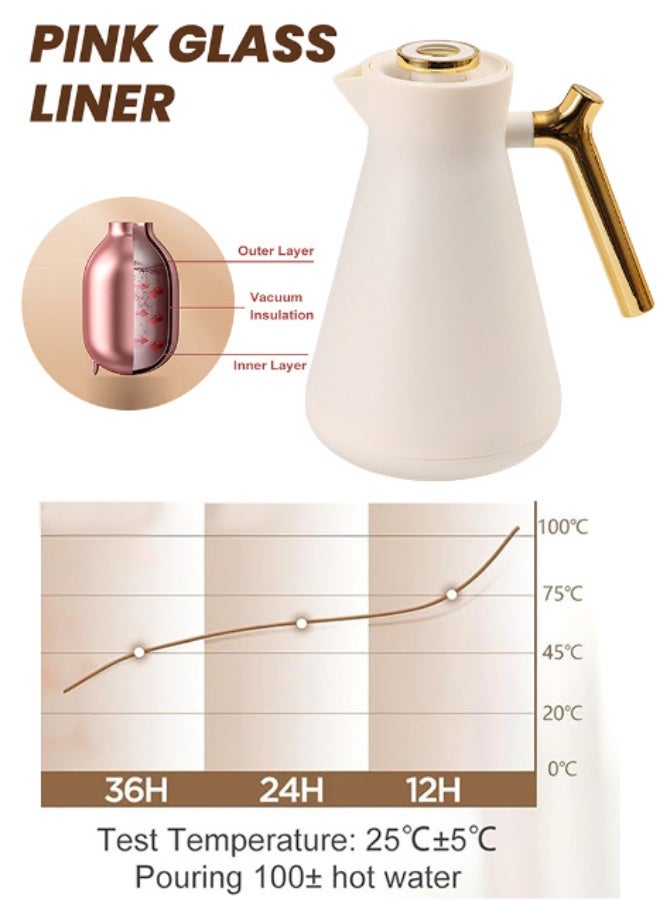 PHISMA 2-Piece Coffee And Tea Vacuum Flask White/Gold1 Liter - Image 5