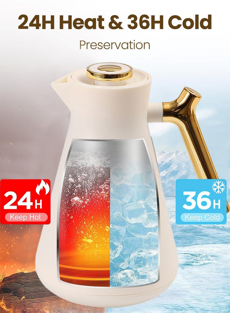 PHISMA 2-Piece Coffee And Tea Vacuum Flask White/Gold1 Liter - Image 2