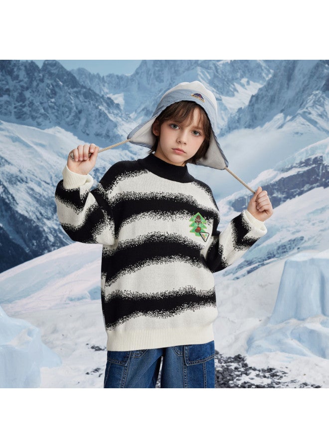 MQD Spring/autumn Boys' School Style Casual Striped Half-zip Sweater - Image 3