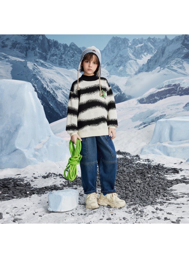 MQD Spring/autumn Boys' School Style Casual Striped Half-zip Sweater - Image 5