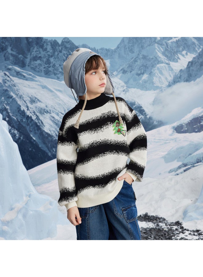 MQD Spring/autumn Boys' School Style Casual Striped Half-zip Sweater - Image 2