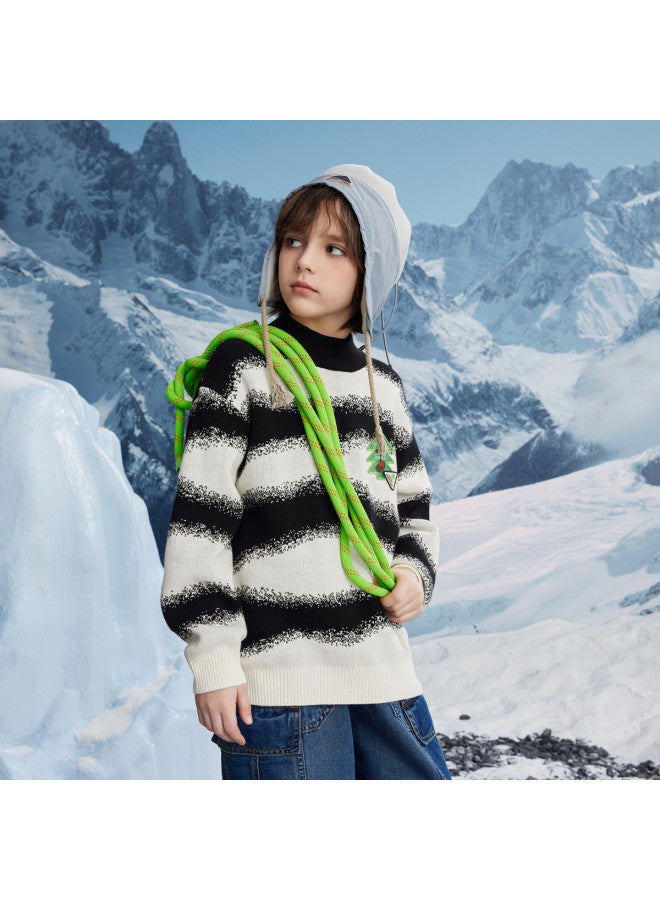 MQD Spring/autumn Boys' School Style Casual Striped Half-zip Sweater - Image 4