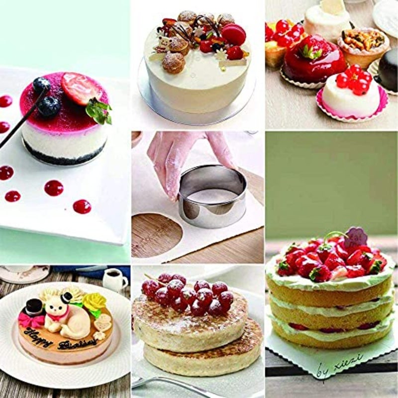 12 Pieces Round Biscuit Cutters Set, Height 2.8cm Sturdy Stainless Steel Circle Round Cookie Cutters in Graduated Sizes Shape Molds for Pastries Doughs Doughnuts Ring Molds Silver - Image 4