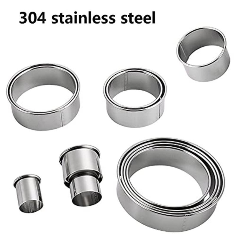 12 Pieces Round Biscuit Cutters Set, Height 2.8cm Sturdy Stainless Steel Circle Round Cookie Cutters in Graduated Sizes Shape Molds for Pastries Doughs Doughnuts Ring Molds Silver - Image 2