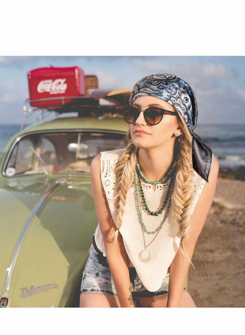 KASTWAVE Satin Silk Head Scarves, 4PCS Square Feeling Scarf Boho Hair Bandanas for Women Sleeping Headscarf Bundle(60 x 60cm) - Image 3