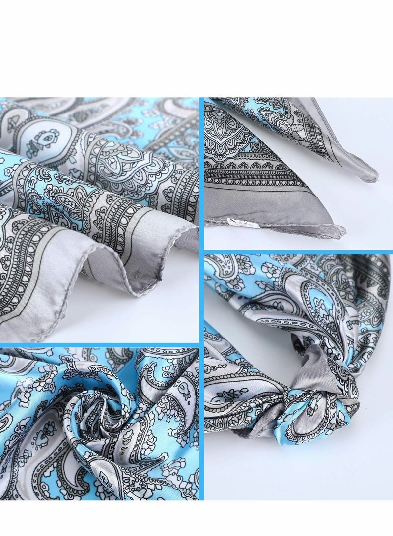 KASTWAVE Satin Silk Head Scarves, 4PCS Square Feeling Scarf Boho Hair Bandanas for Women Sleeping Headscarf Bundle(60 x 60cm) - Image 4