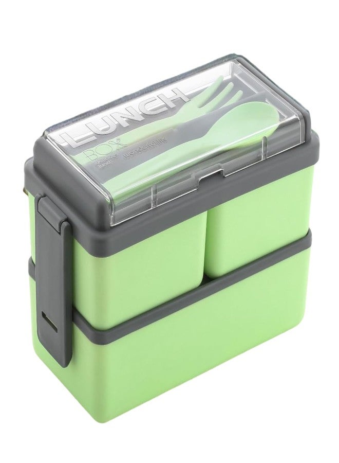 OMORTEX Rectangular Classy 3 Section Lunch Box with Spoon and Fork Multipurpose Compartment Tiffin for Office School College Leak Resistant Food Storage Container for Daily Meal Use Pack of 1 - Image 1