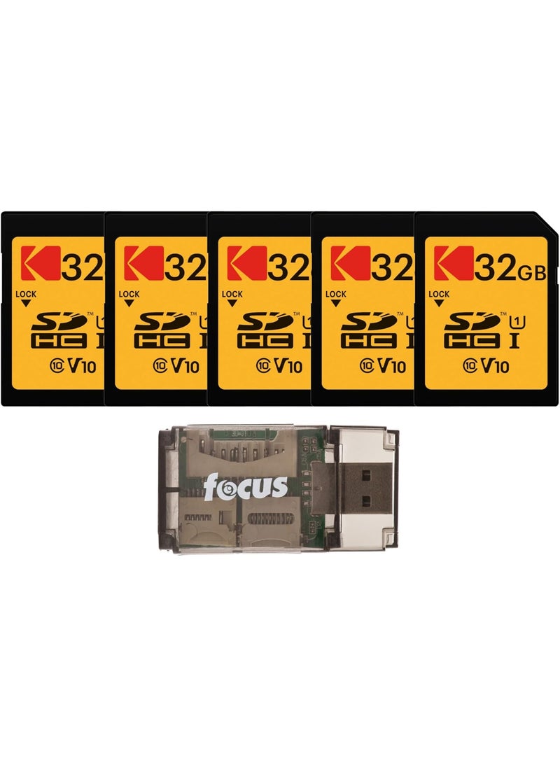 Kodak KODAK 32GB Class 10 UHSI U1 SDHC Memory Card 5Pack Bundle with AllinOne USB Card Reader 6 Items  - Image 1