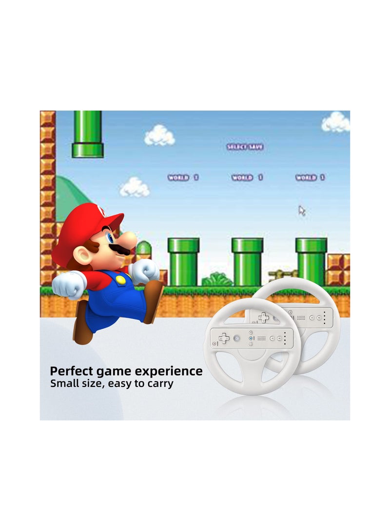 Steering Wheel for Nintendo Wii and Wii U Remote Controller, 2 Pack Racing Wheels Games Accessories for Mario Kart, Game Controller Wheel for Nintendo Wii Remote Game (White) - Image 2