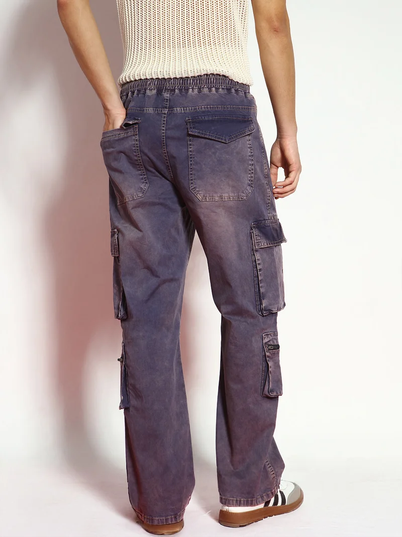 Urbano Fashion  Urbano Fashion Men's Dark Blue Loose Baggy Fit Travel Cargo Jeans with 8 Pockets Stretchable for Men | Best Price UAE