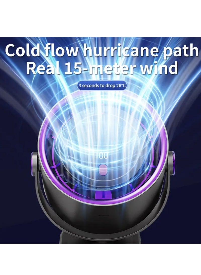 زيتيك مروحة ملقطية بسرعة 100 مع شاشة ذكية وبطارية كبيرة السعة، مروحة تدوير عالية السرعة، مُوزع هواء فائق الهدوء، 7 شفرات تبريد توربو، مناسبة للمكتب، غرفة النوم، التخييم والسفر - Image 4