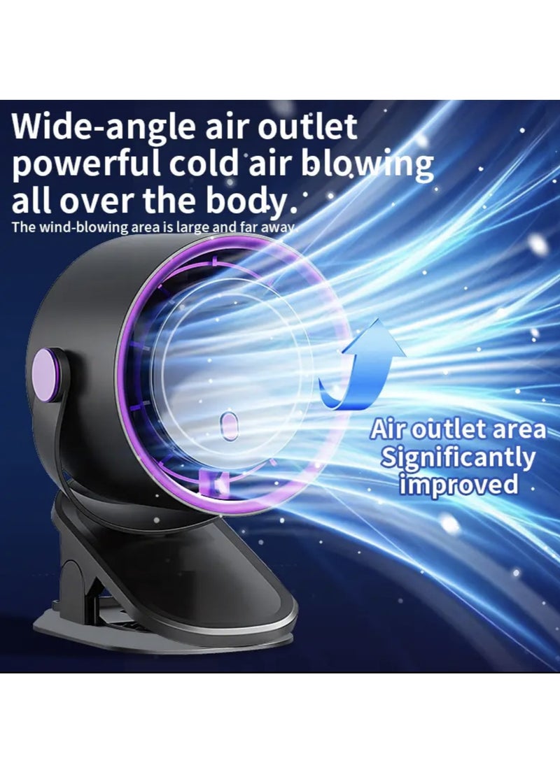 زيتيك مروحة ملقطية بسرعة 100 مع شاشة ذكية وبطارية كبيرة السعة، مروحة تدوير عالية السرعة، مُوزع هواء فائق الهدوء، 7 شفرات تبريد توربو، مناسبة للمكتب، غرفة النوم، التخييم والسفر - Image 5