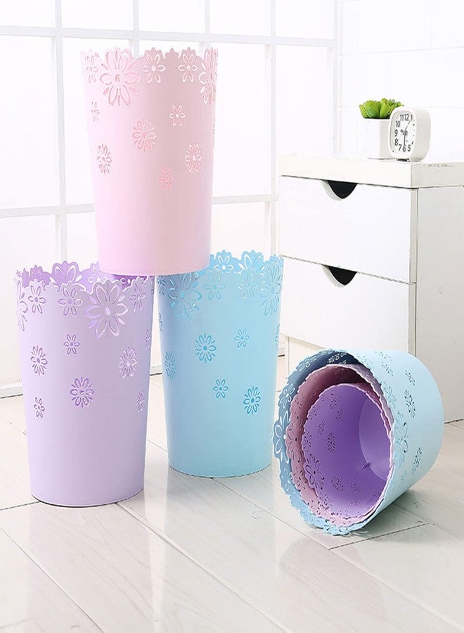 Scakbyer Wastebasket, Hollow Flower Shape Plastic Lidless Wastepaper Baskets Trash Can - M - Pink - Image 5