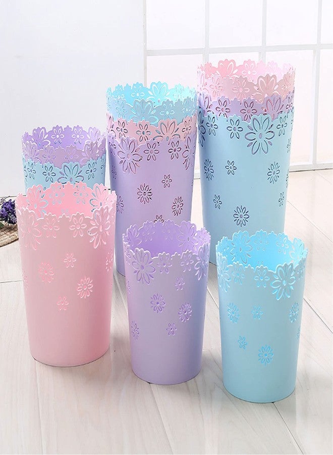 Scakbyer Wastebasket, Hollow Flower Shape Plastic Lidless Wastepaper Baskets Trash Can - M - Pink - Image 4