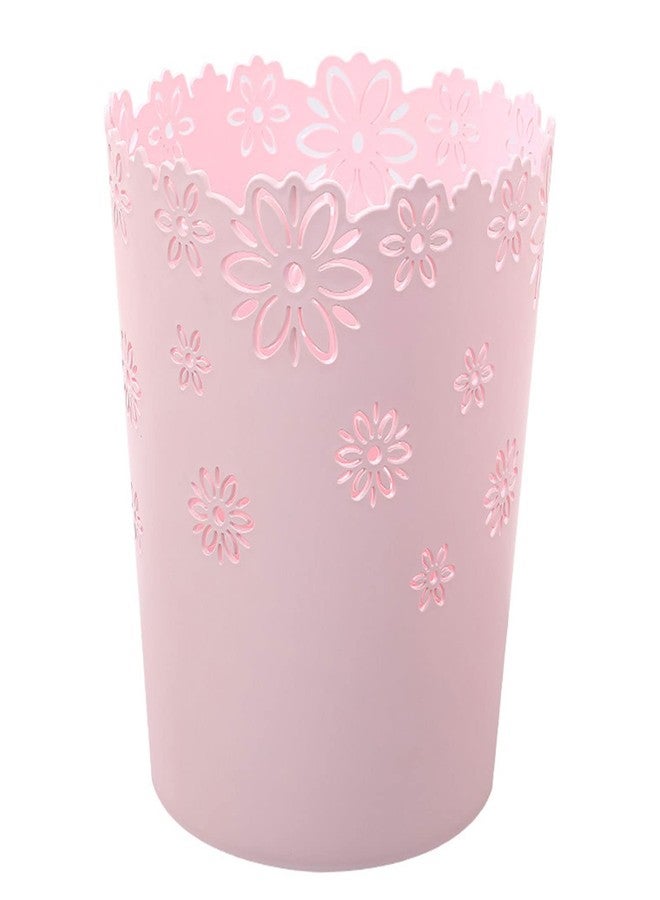 Scakbyer Wastebasket, Hollow Flower Shape Plastic Lidless Wastepaper Baskets Trash Can - M - Pink - Image 1