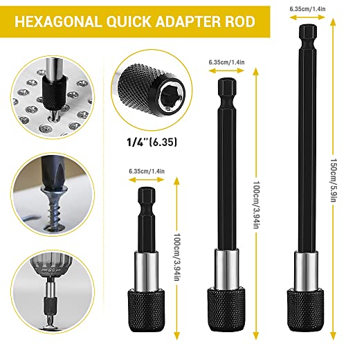 Gallia Flexible Drill Bit Extension Set 19pcs, Hex Shank 105°Right Angle Drill Attachment, 3pcs Drill Bit Holder Extension, 1/4 3/8 1/2" Universal Socket Adapter, Screwdriver Bit Kit - Image 4