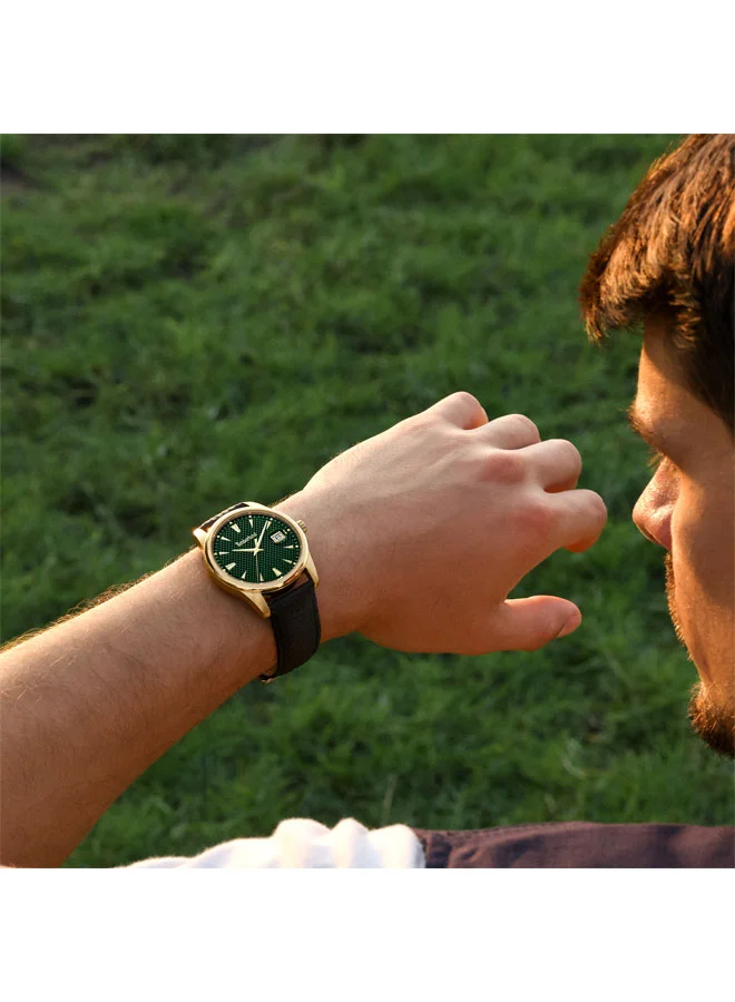 Timberland black Men's Jahscepi Green Dial Leather Strap Analog Watch for Men, 42mm for Men | Best Price UAE