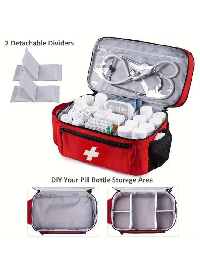 Large Capacity Travel Medicine Storage Bag Black First Aid Kit Durable Nylon - Image 4