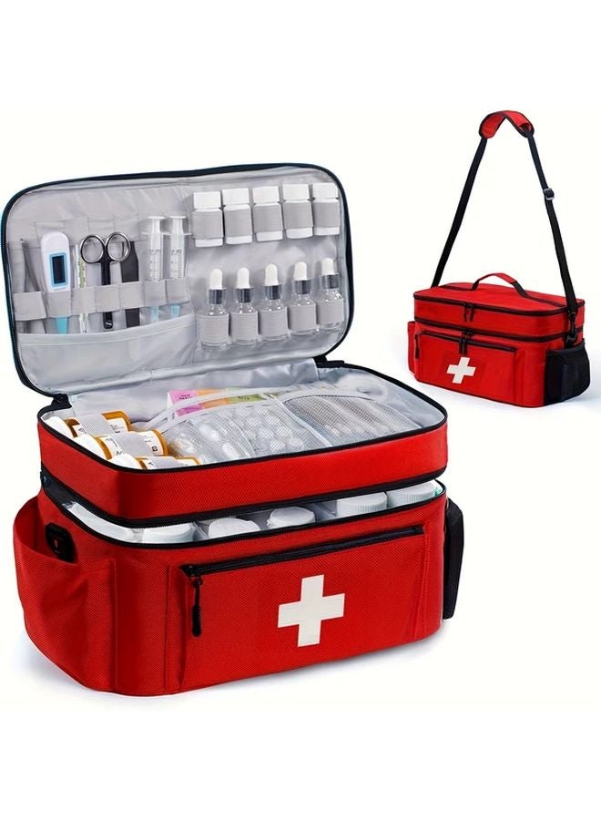 Large Capacity Travel Medicine Storage Bag Black First Aid Kit Durable Nylon - Image 5