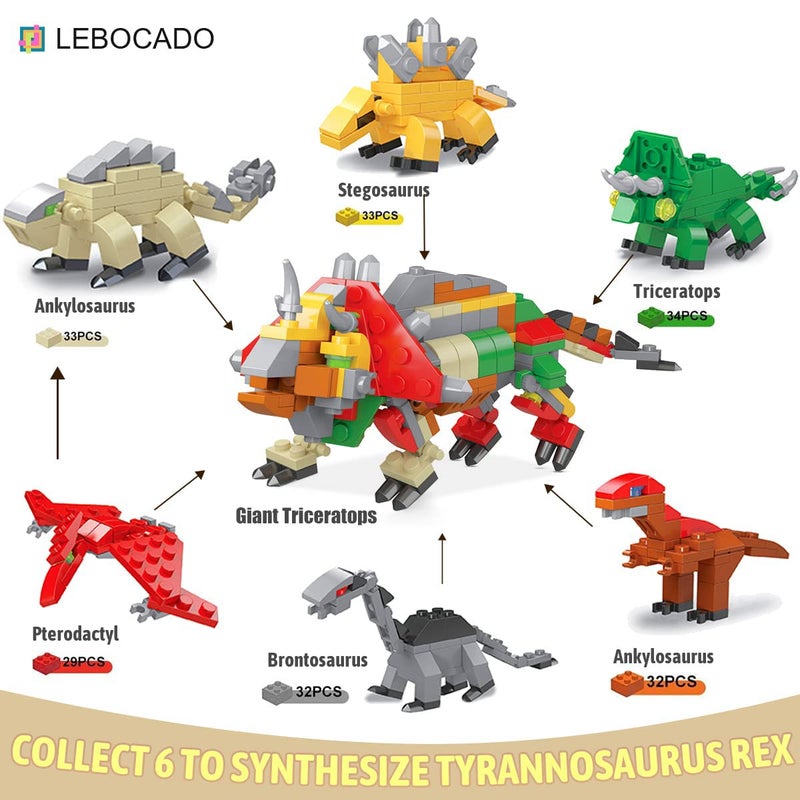 LEBOCADO Mini Building Block Sets,12 Pack Dinosaur Toys Building Blocks, 6 in 1 STEM Toys Eggs Building Sets, Party Favors for Kids Goodie Bags Prizes Birthday - Image 3