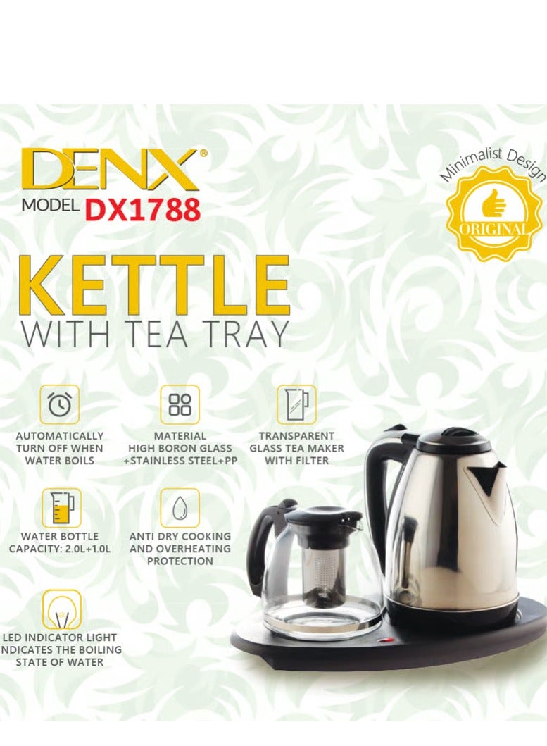 Denx Kettle With Tea Tray DX1788 2000ML+800ML - Image 1