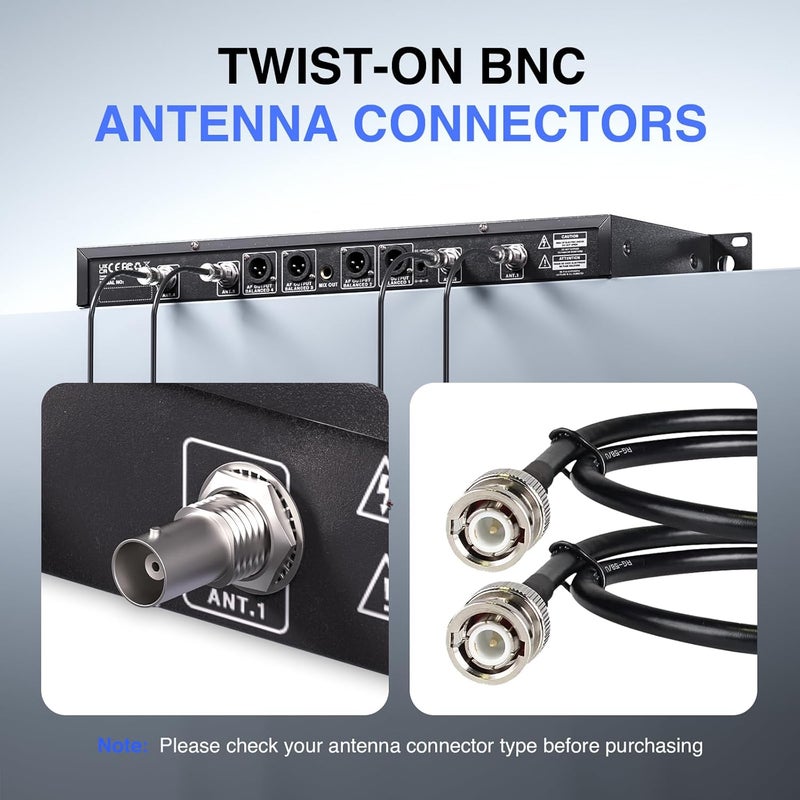 Phenyx Pro BNC Antenna Kit, Four BNC Connecting Cables 50cm/1.6FT for Front-Mounting Antennas, Compatible with Full-Rack Wireless Systems (ANTK-FR4A) - Image 2