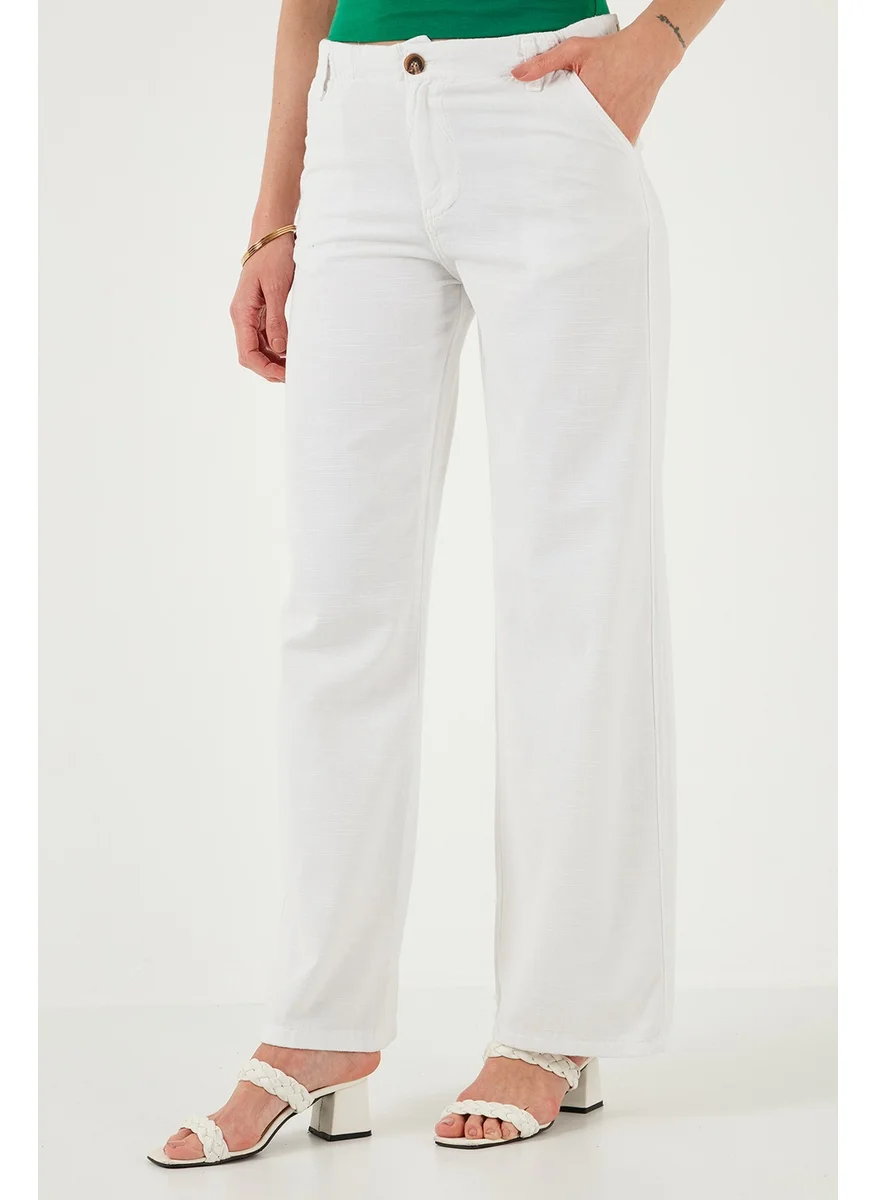 ليلا Cotton Standard Fit High Waist Wide Leg Pants Women's Pants 668yp5193