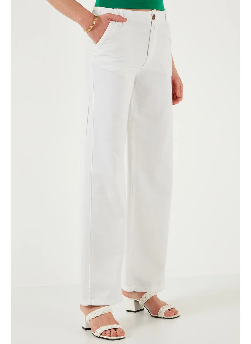 ليلا Cotton Standard Fit High Waist Wide Leg Pants Women's Pants 668yp5193