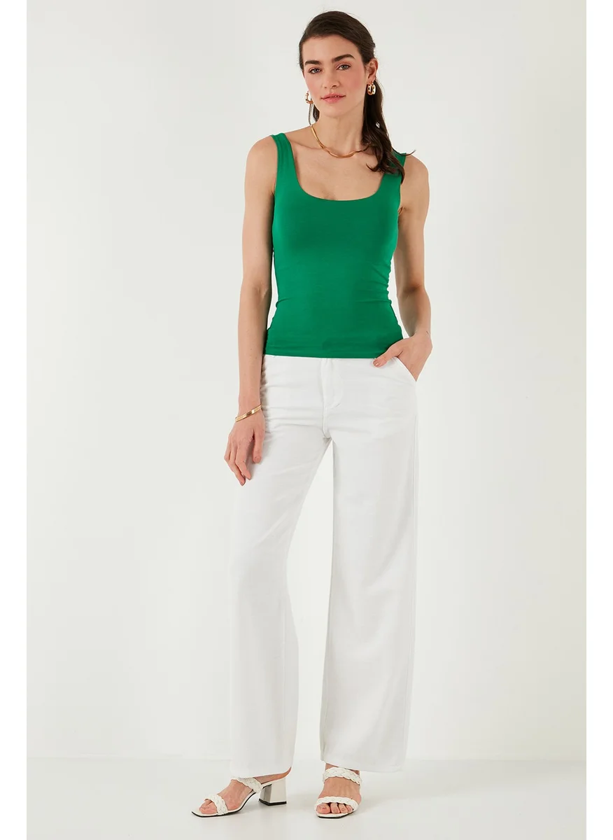 ليلا Cotton Standard Fit High Waist Wide Leg Pants Women's Pants 668yp5193