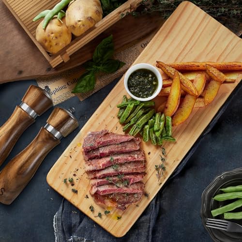 TanAndLin Wooden Salt and Pepper Grinder Set:Pepper Grinder Manual,Adjustable Coarseness,Crafted of Acacia Wood with Ceramic/Stainless Steel Core|Along with Salt&Pepper Mill Tray,Spoon,8in,2pack - Image 3