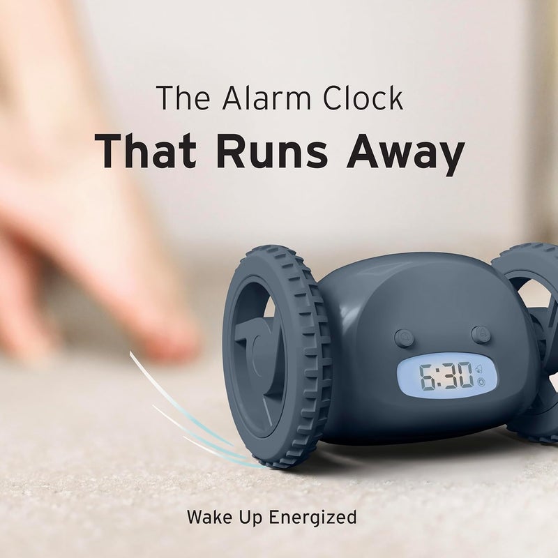 CLOCKY Extra Loud Alarm Clock for Heavy Sleepers on Wheels Rolls Runs Away Vibrating, Easy to Set Super Smart Snooze Digital Bed Shaker Alarm Clock Funny Gift for Adults Kids Teens Bedrooms (Slate) - Image 4
