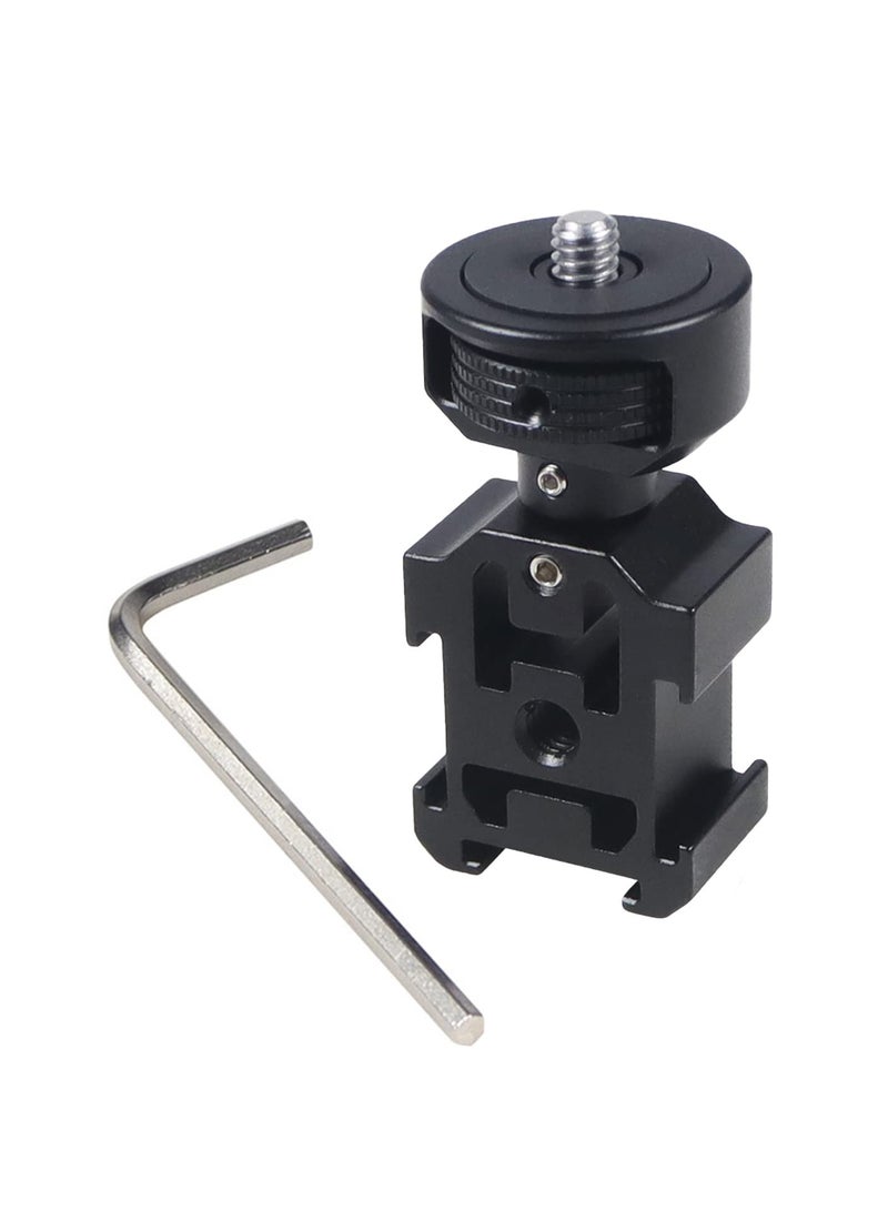 Excefore Camera Hot Shoe Extension Bracket with Triple Cold Shoe Mounts for Microphone LED Video Light, 1/4'' Screw for Magic Arm, Aluminum Shoe Mount Compatible with Nikon Canon Sony Cameras - Image 1