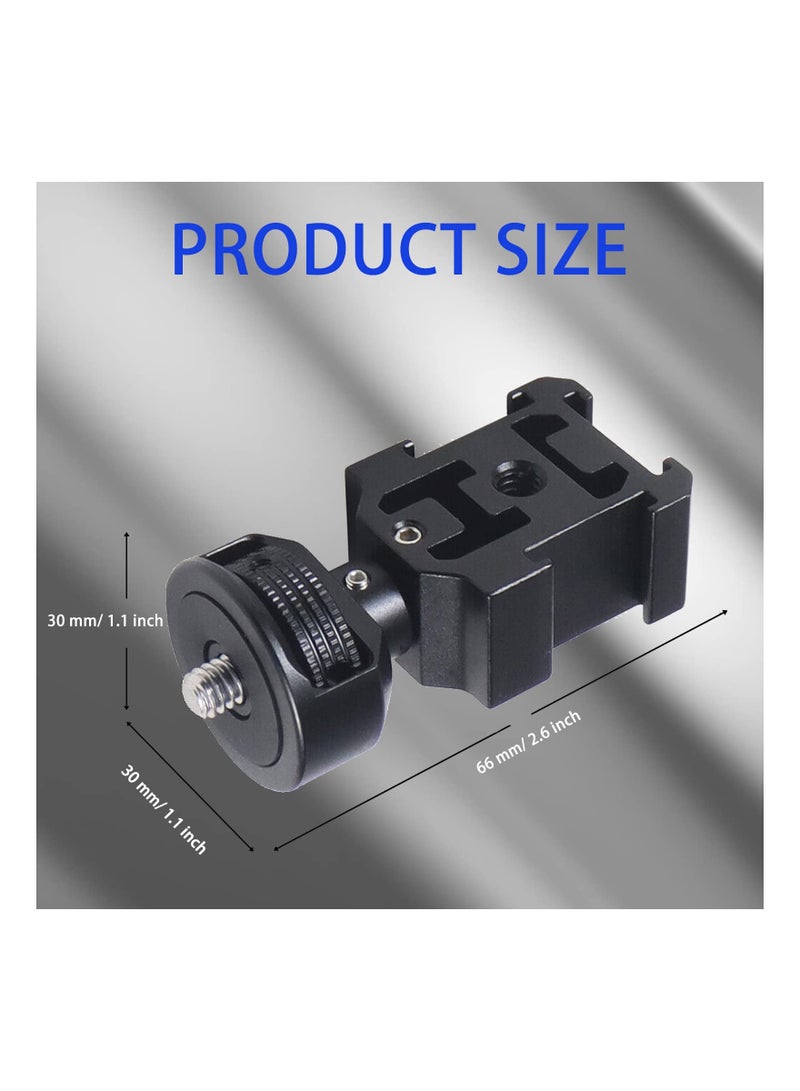 Excefore Camera Hot Shoe Extension Bracket with Triple Cold Shoe Mounts for Microphone LED Video Light, 1/4'' Screw for Magic Arm, Aluminum Shoe Mount Compatible with Nikon Canon Sony Cameras - Image 2